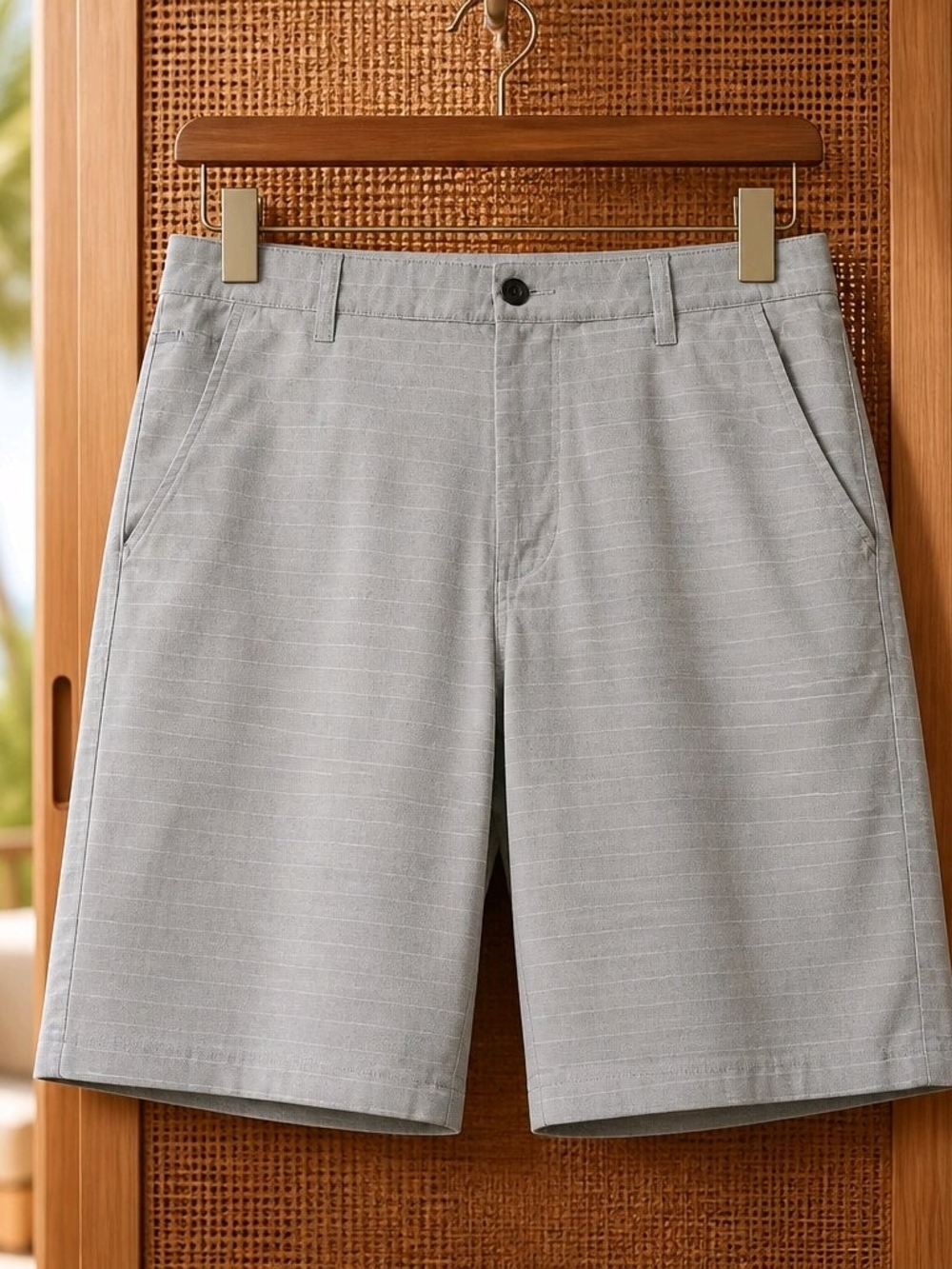 Columbia Light Grey Pinstripe Flat-Front Shorts